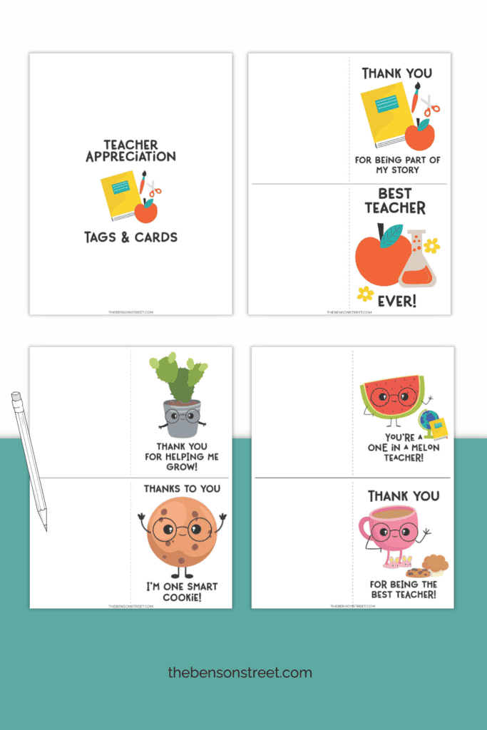 Single Fold Thank you cards for teacher free printables