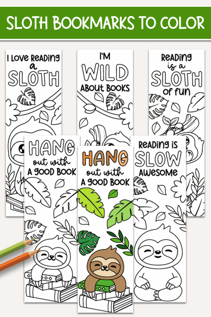Flat lay of cut out sloth bookmarks