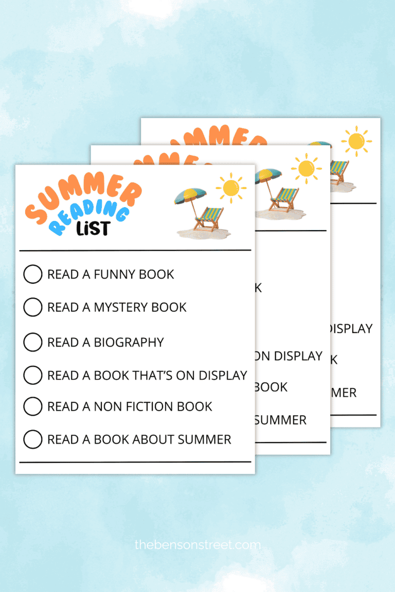 Stack of summer reading lists for kids laid on top of each other
