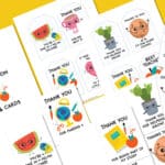Free Printable Thank You Cards for Teachers: 8 Card Designs Flat Lay of a teacher appreciation foldable cards and tags to thank teachers
