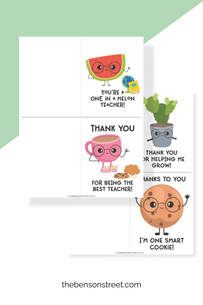 Teacher Appreciation Single Fold Cards Free to Print