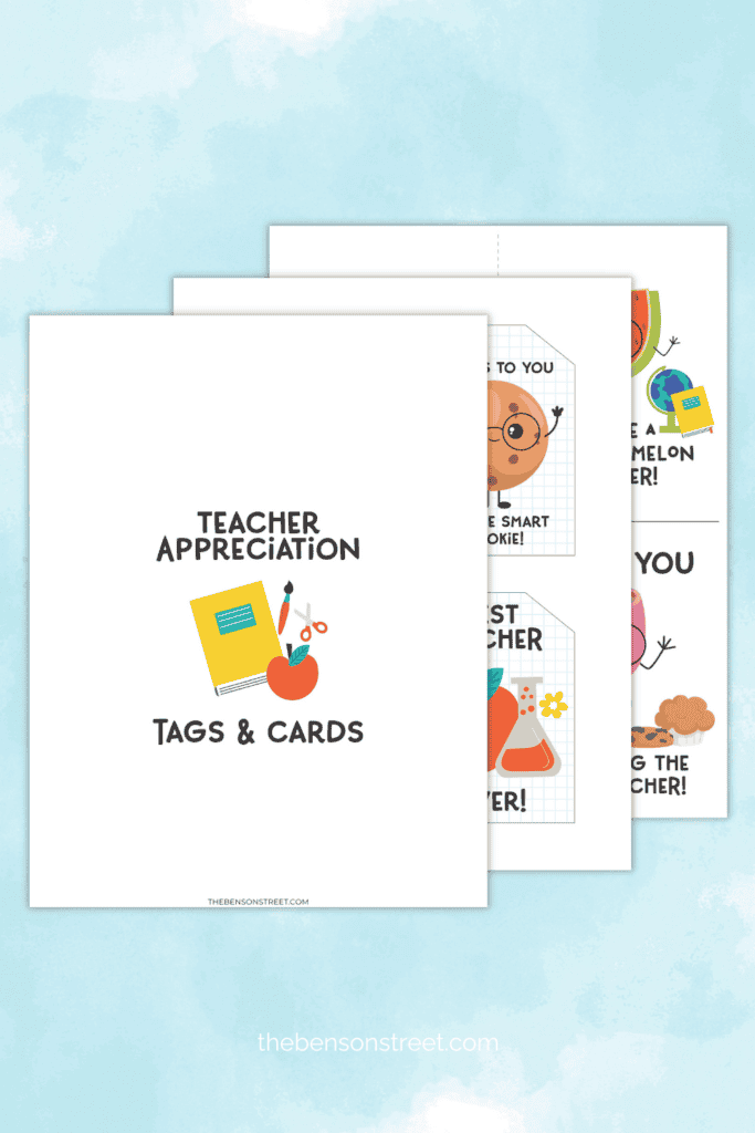 Teacher Appreciation Single Fold Cards and Tags Free to Print