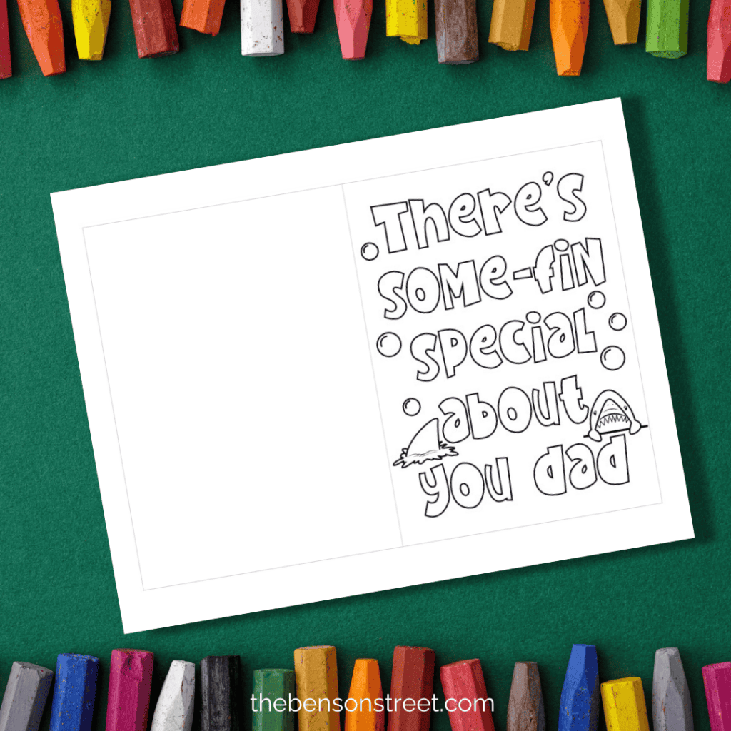 There's Some-fin special about you dad coloring card for kids free printable