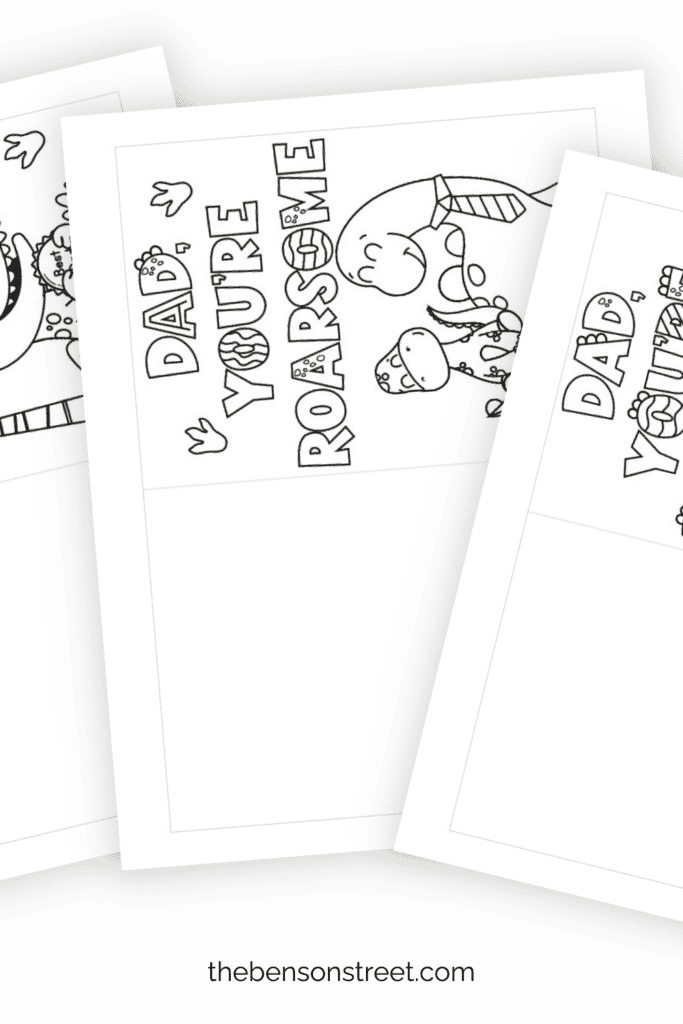 Three father's day cards to print and color fanned out