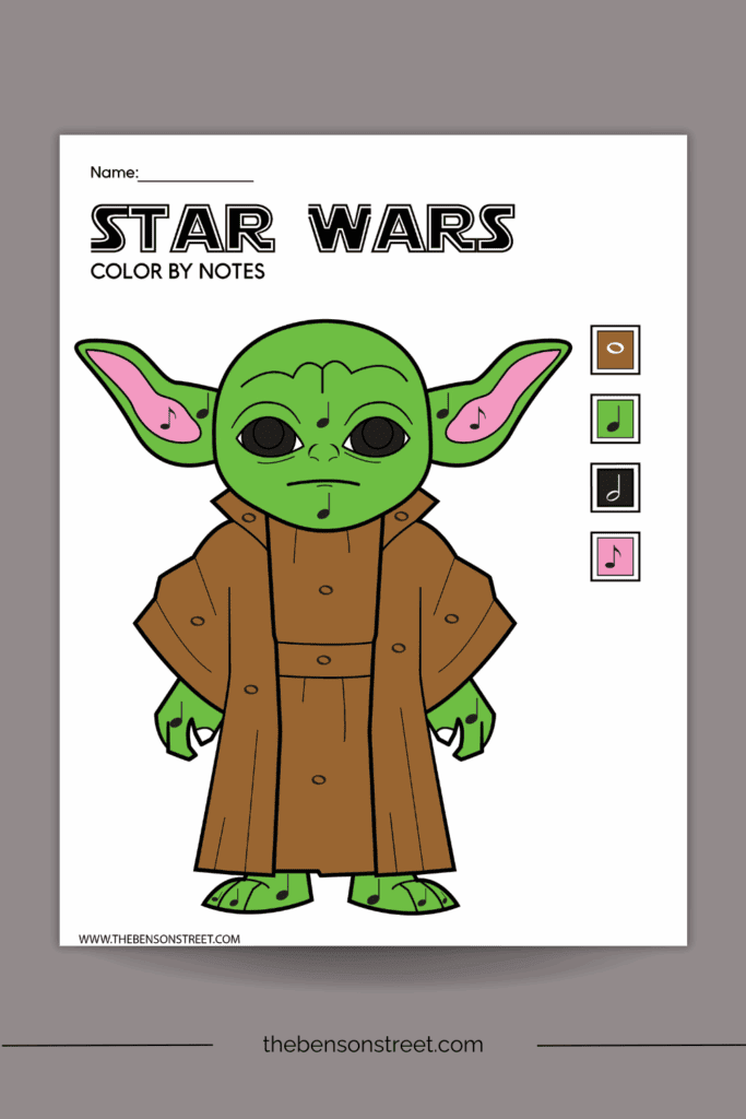Yoda Color by Note Page Free to Print