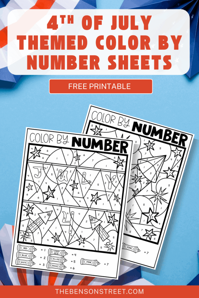 4th of July Themed Color by Number Sheets Free Printable