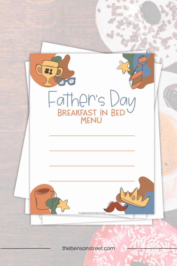 Celebrate dad with Breakfast in bed using this printable menu