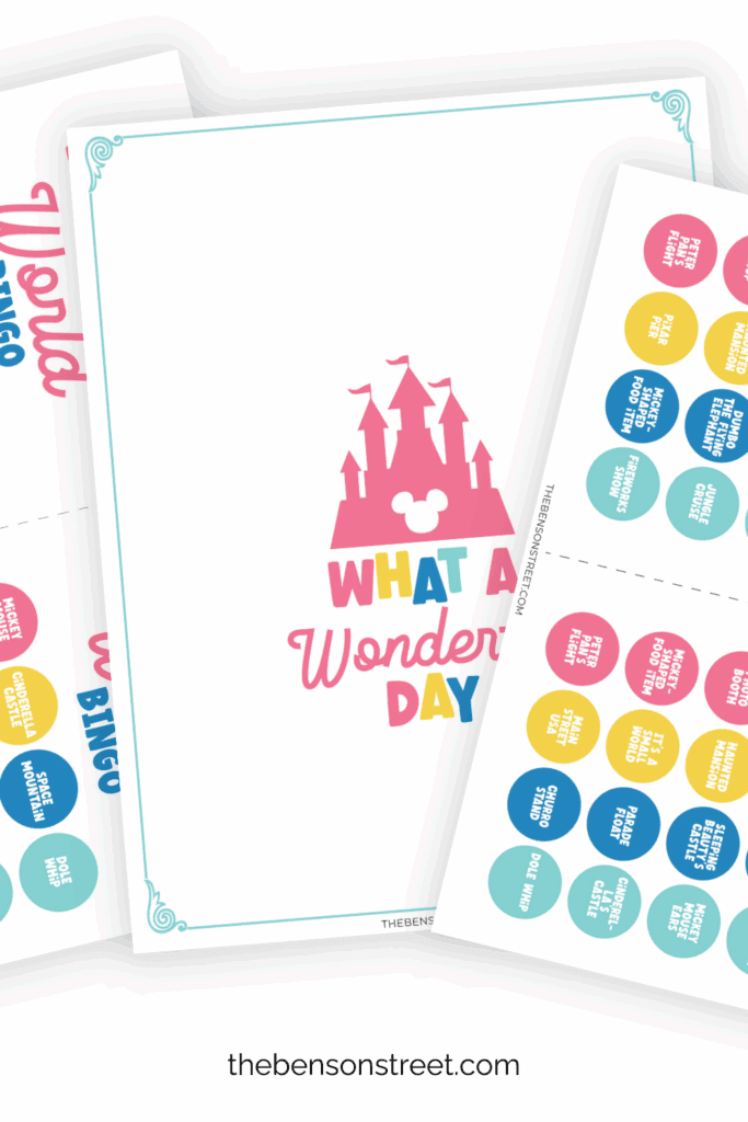 Disney World Bingo Cards with an autograph pages fanned out