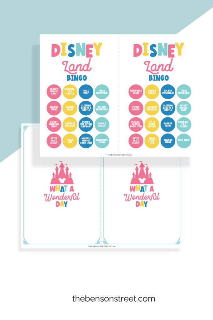 Disneyland Bingo Cards and What a Wonderful Day autograph page