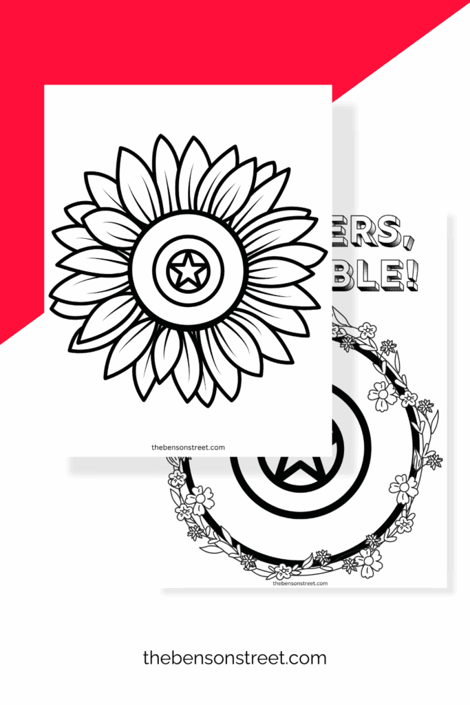 Floral Captain American Shield Coloring pages free printable
