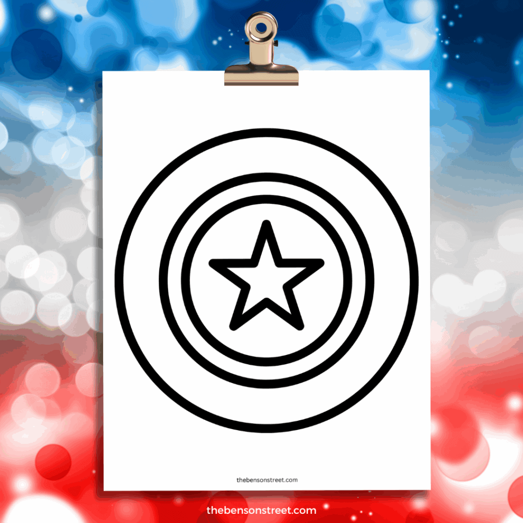 Free Captain America Shield Simple coloring page
