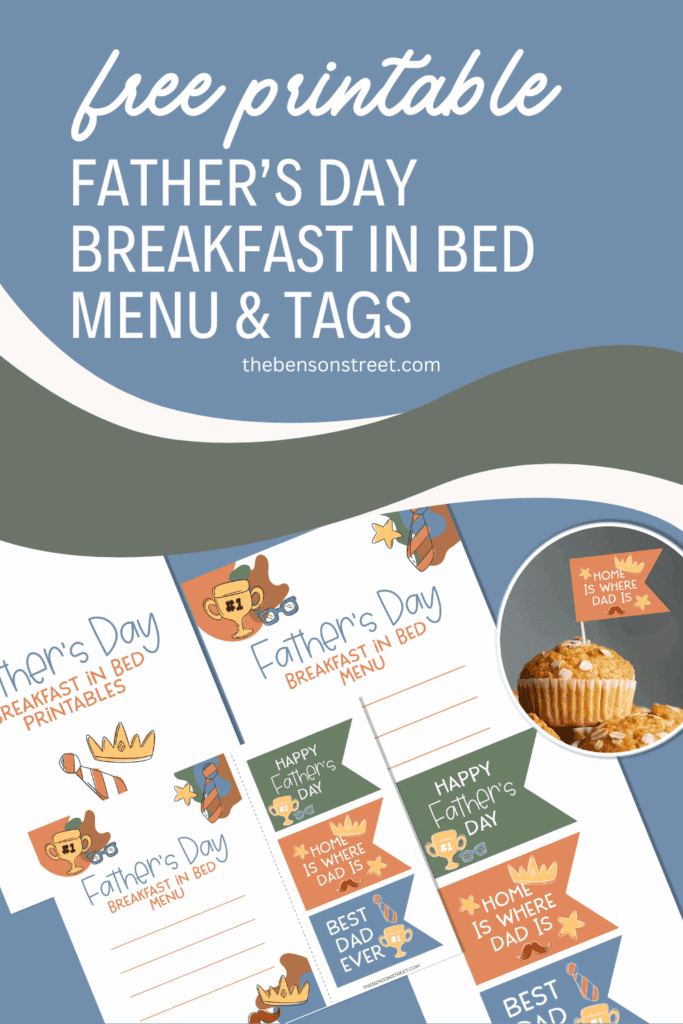Free printable Father's Day Breakfast in Bed Menu and Tags Set at thebensonstreet.com