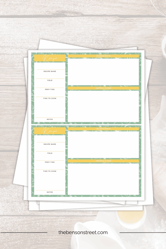 Free to print baking recipe cards