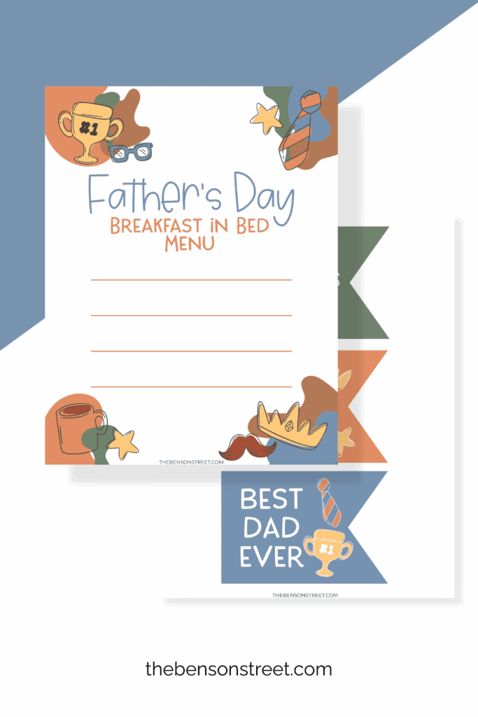 Freebie for Father's Day with two sheets of printed pages for a father's day breakfast