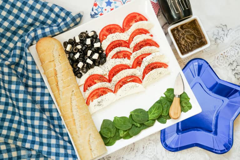 How to make a patriotic caprese salad for Memorial Day or 4th of July