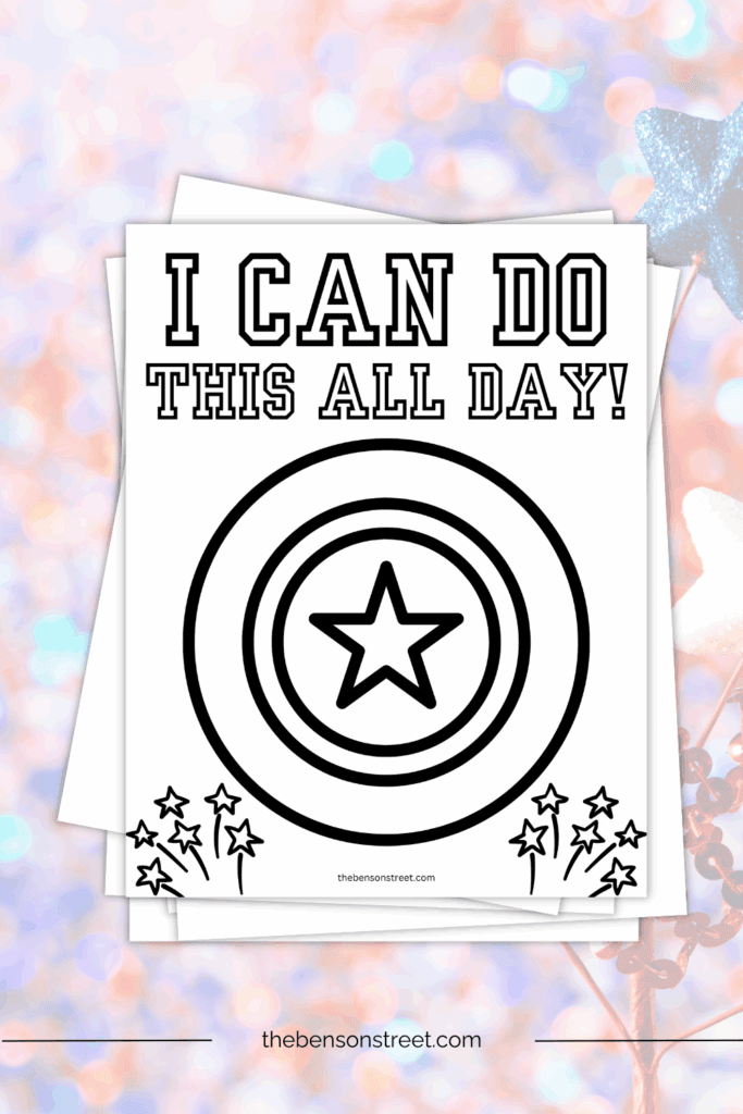I can do this all day movie quote with cap america shield coloring page