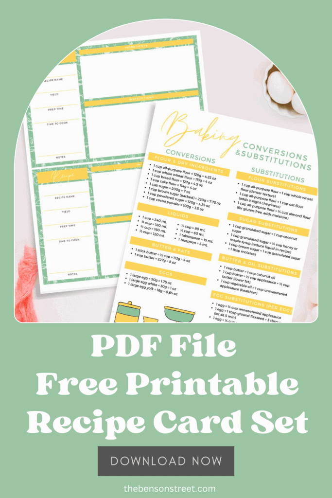 PDF File Free Printable Recipe Card Set Download Now