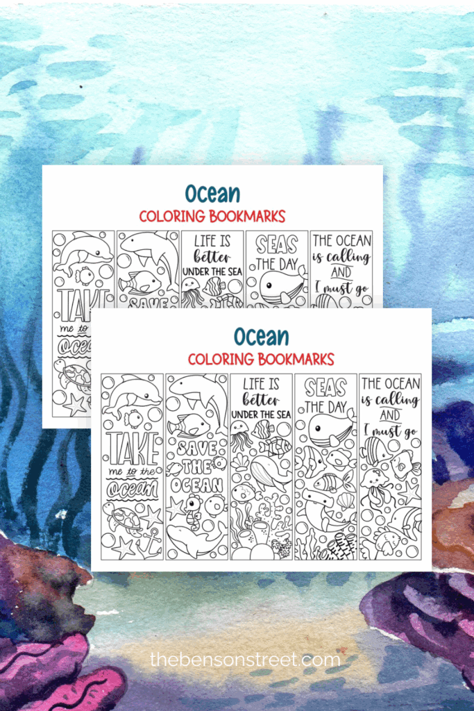 Sea Animal bookmarks to color in and personalized