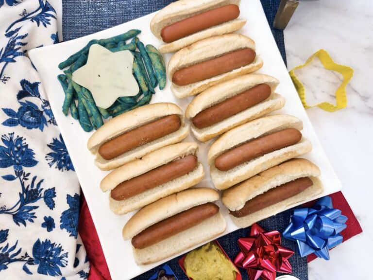 Square platter for a american flag hot dog platter
