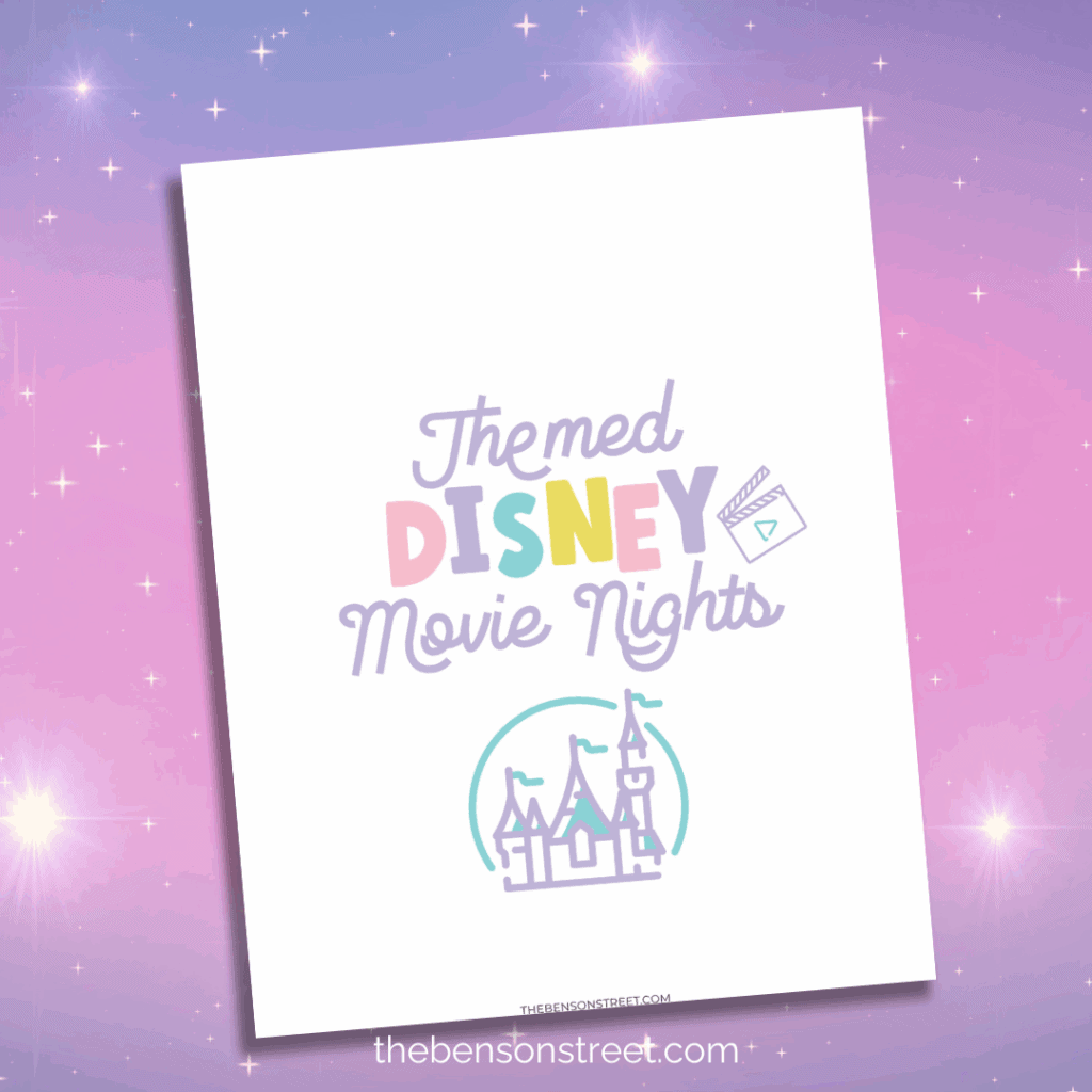 Movie Night Printable cover sheet with a castle