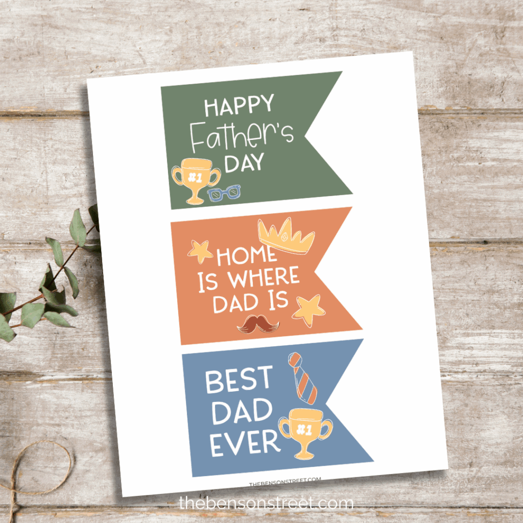 Three Father's Day Tags on a white sheet of paper ready to be cut out