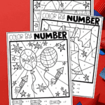 Free Printable 4th of July Color by Number Worksheets Three different Color by Number pages for 4th of July for kids