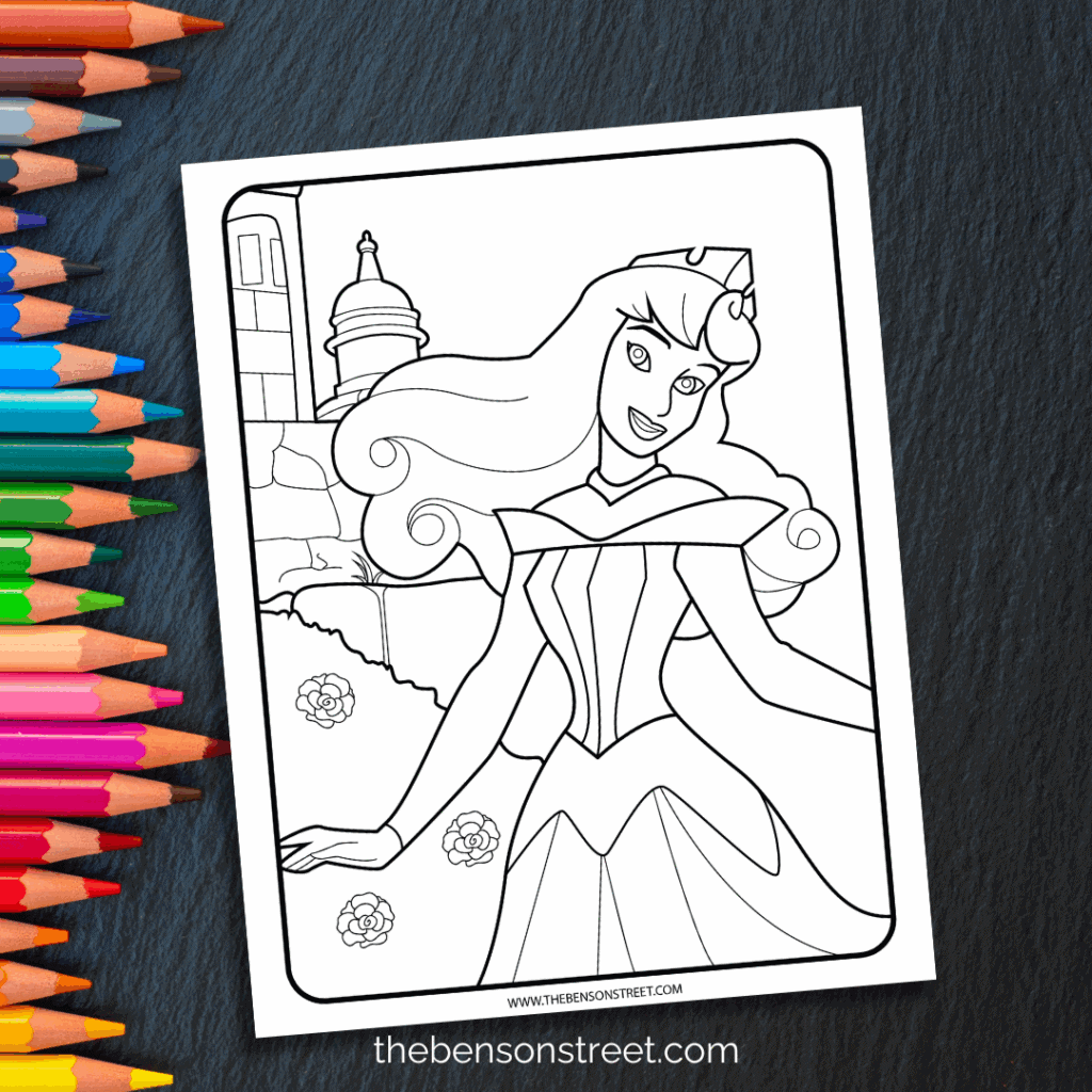Aurora Sleeping Beauty free printable coloring page