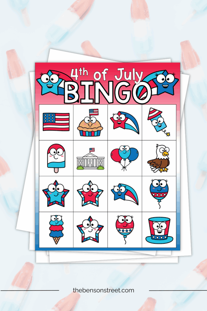 Bingo card for 4th of July free to print