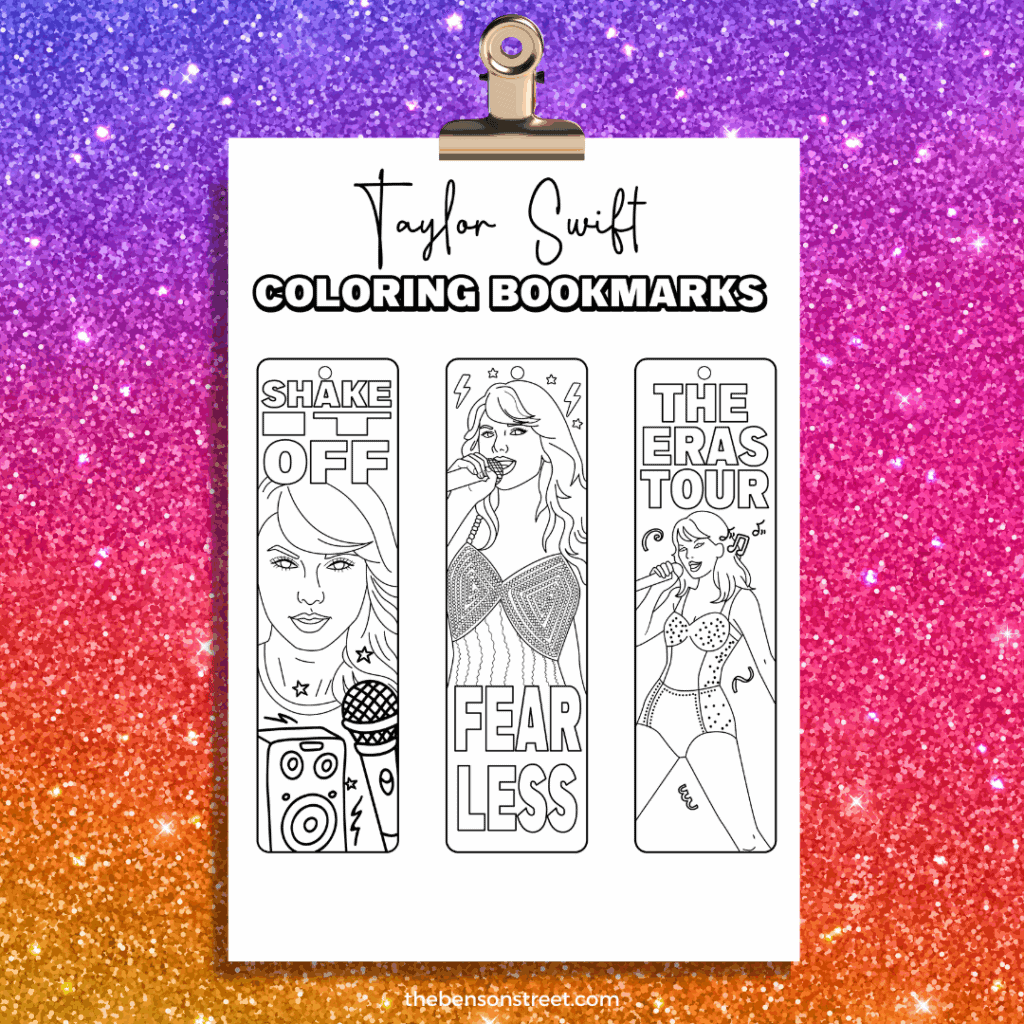 Clipboard with a sheet of coloring bookmarks free printable to download