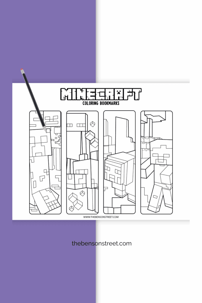 Color your favorite characters for a new bookmark with a minecraft theme