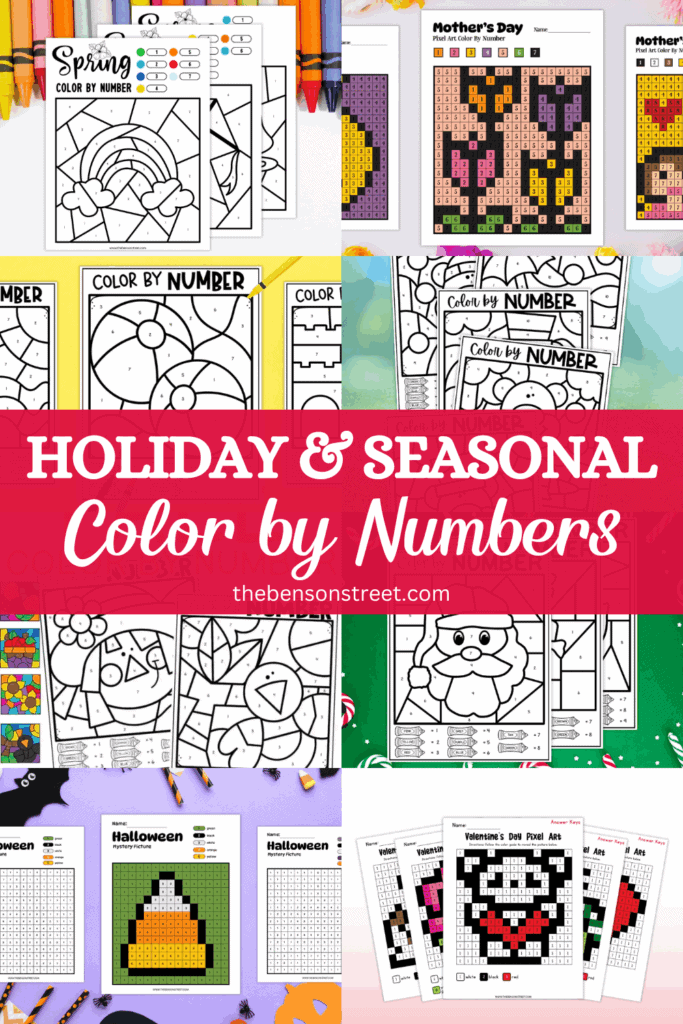 Free Printable Holiday & Seasonal Color by Numbers Pages