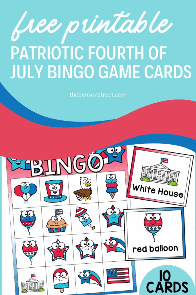 Free Printable patriotic fourth of July bingo game cards