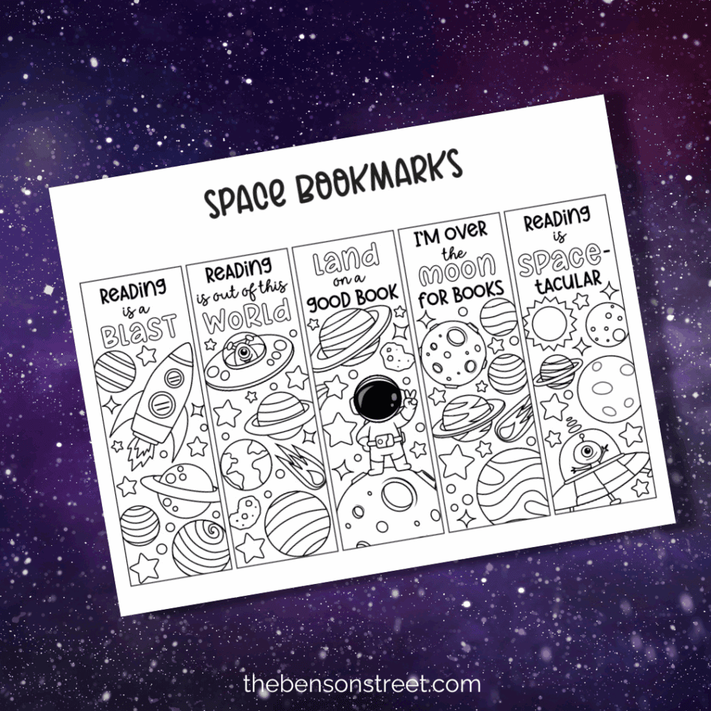 Free to Print Space Coloring Bookmarks