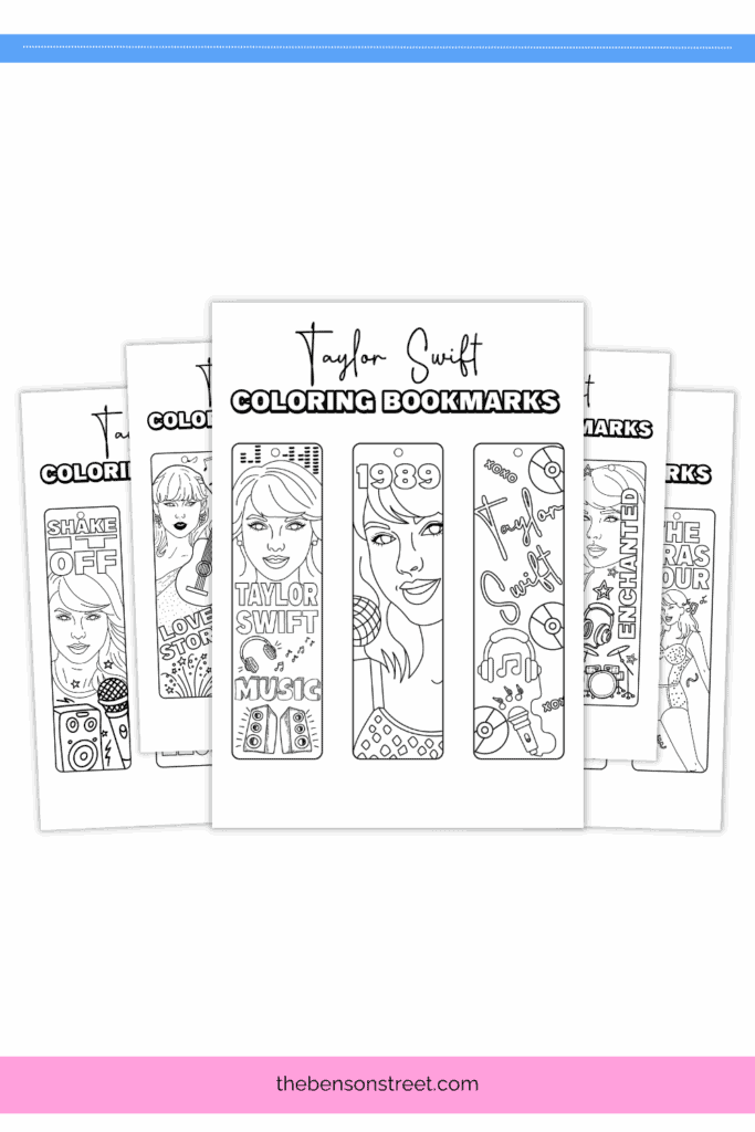Make your own Taylor Swift themed bookmarks with this coloring page free printable