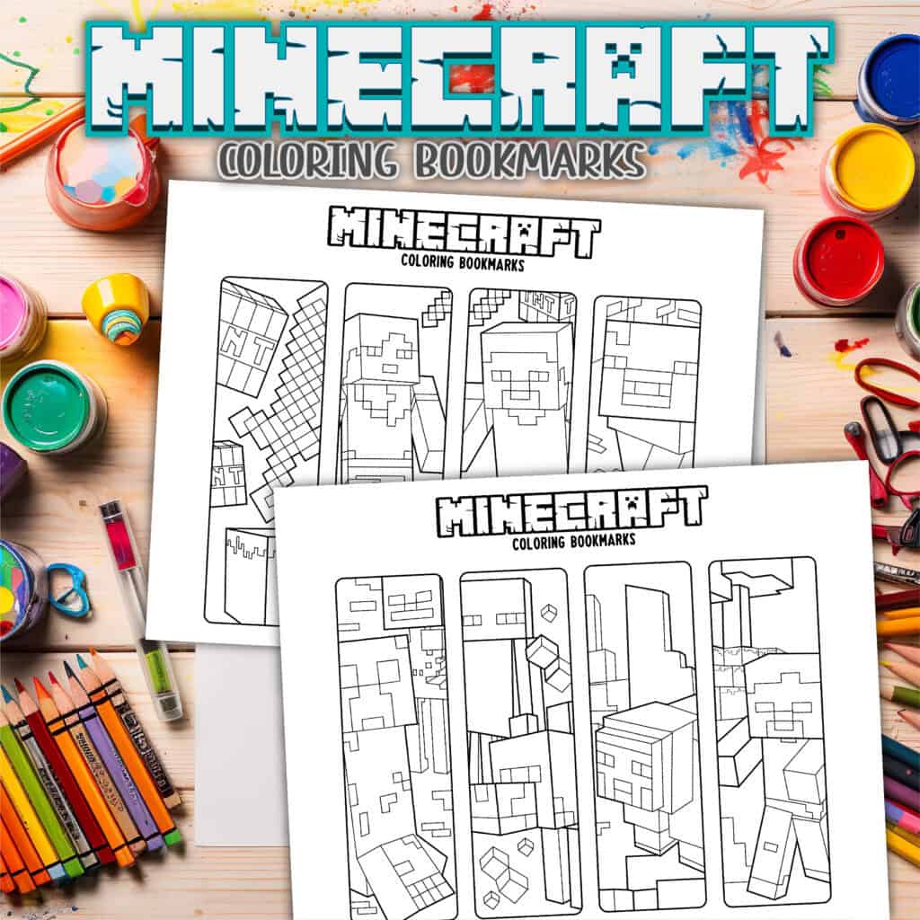 Mock up of free printable coloring bookmarks for kids to color