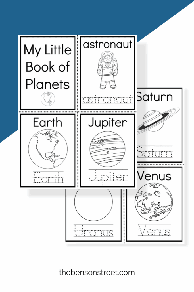 My Little book of planets sheets laying on top of each other