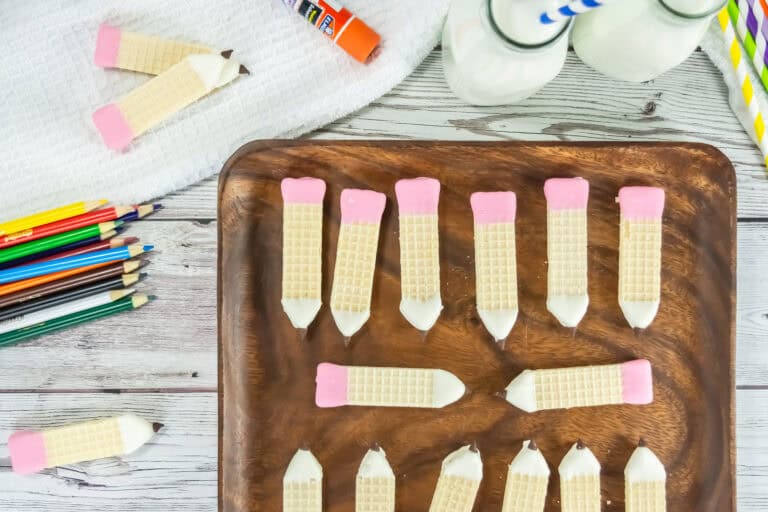 Pencil Wafer Cookies dipped in chocolate