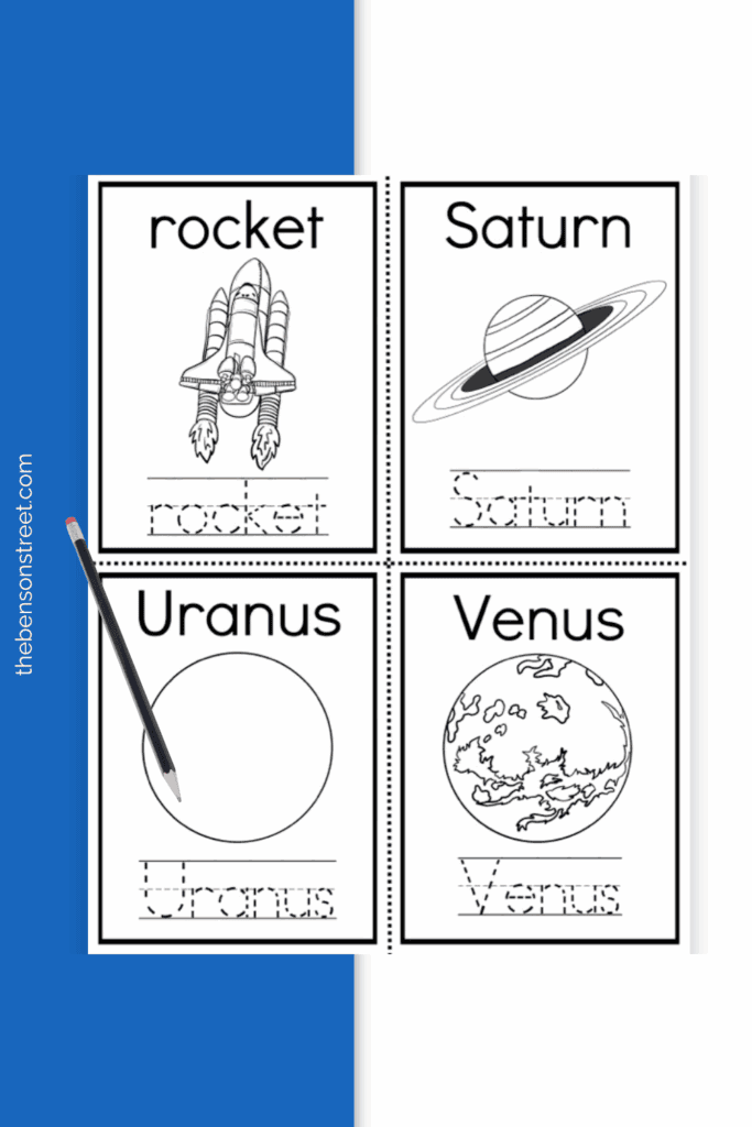 Space and Planets mini book free printable for kids to make
