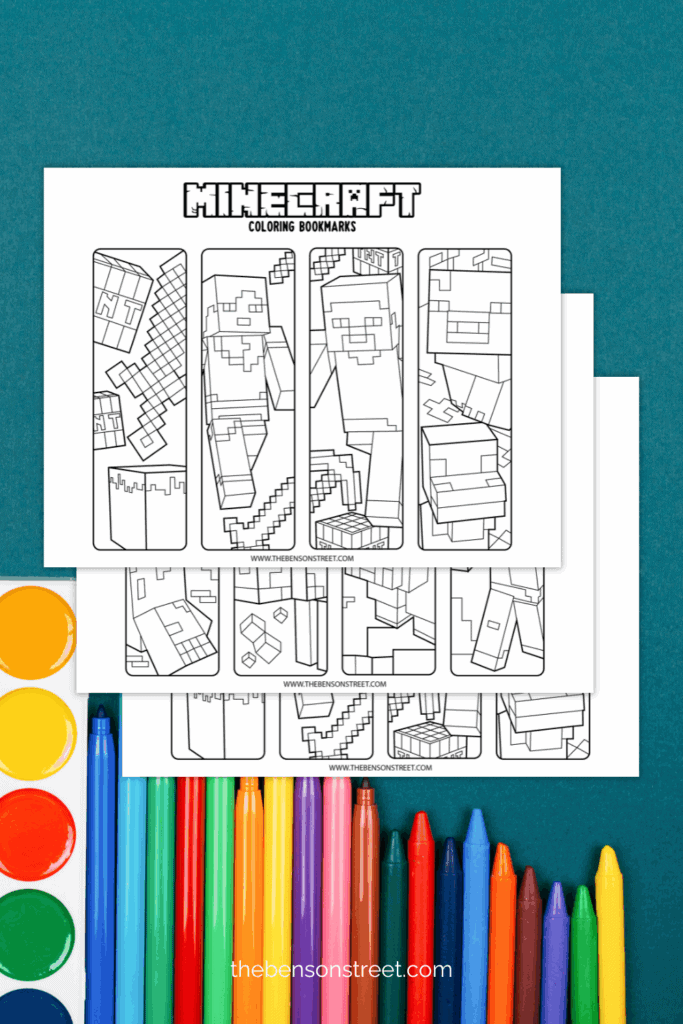 Three sheets of black and white minecraft characters to color in and personalize