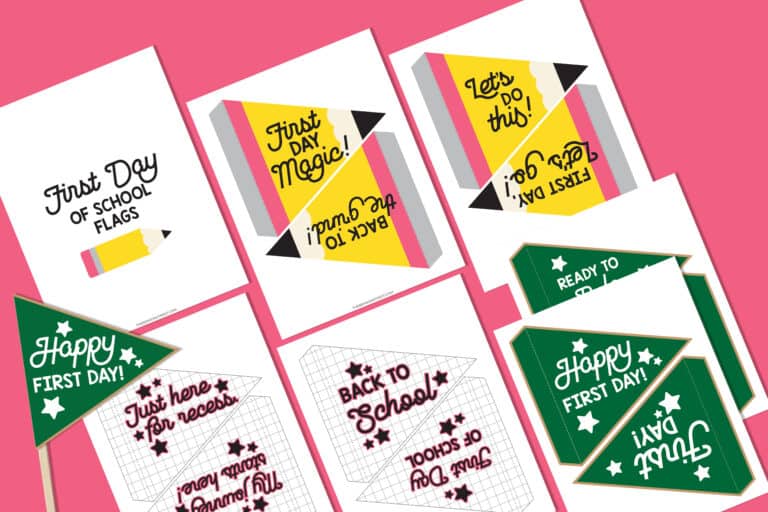 flat lay back to school flags