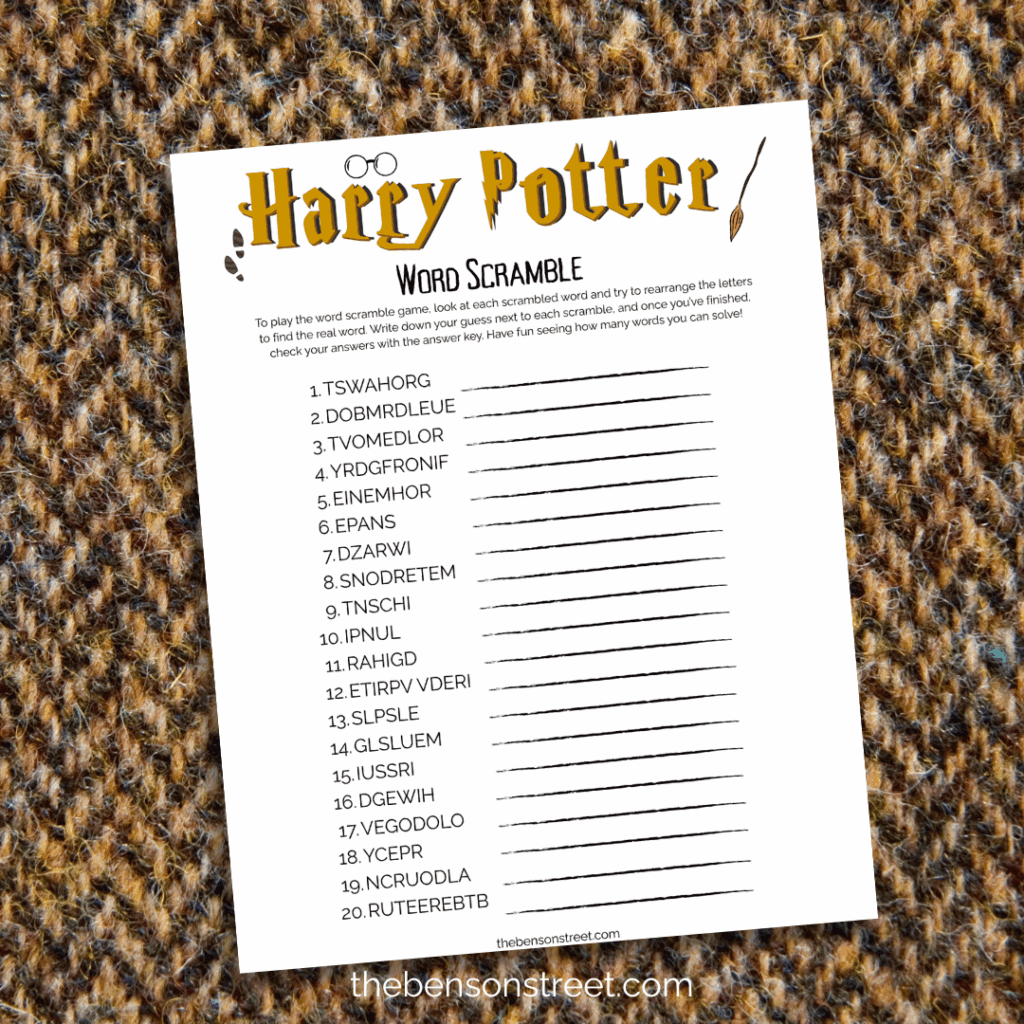 Harry Potter Free Printable Party Game