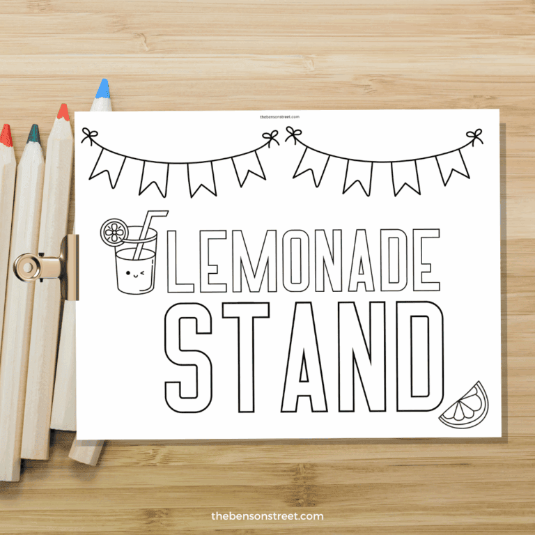 Lemonade stand sign to color in after printing