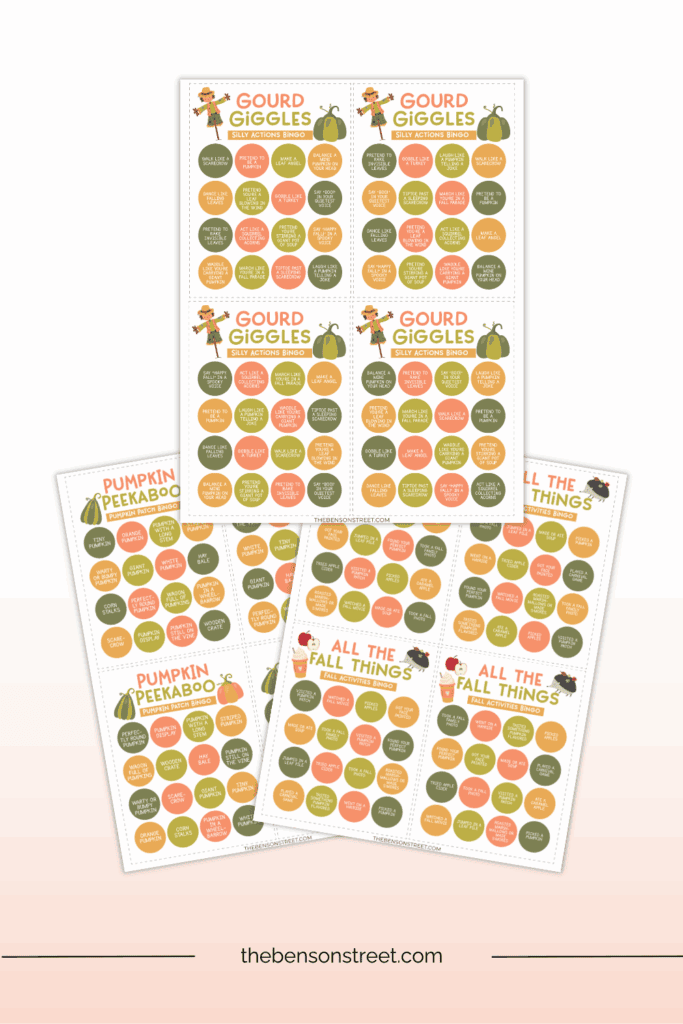 Pumpkin and Fall fun with free to print bingo cards to check off