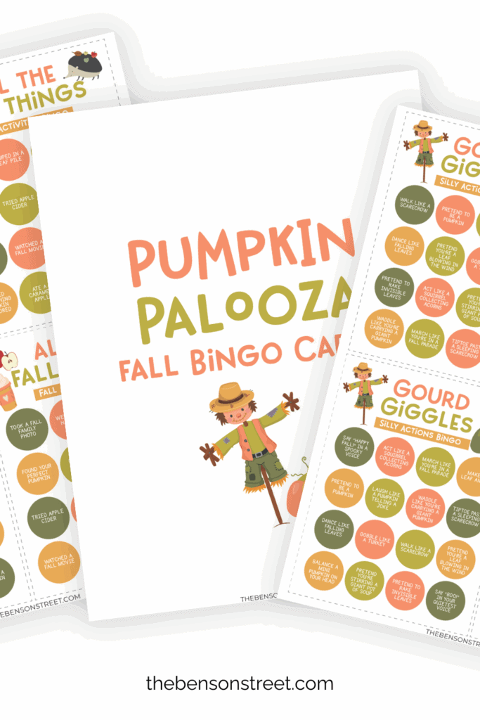 Pumpkin palooza fall bingo activity cards 