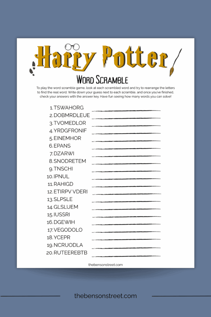 Test your knowledge of the Harry Potter Series with a themed word scramble