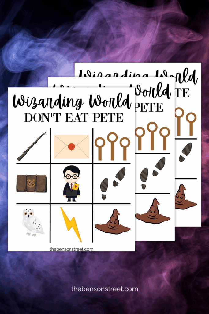Three sheets of Harry Potter Don't Eat Pete on a smoke background