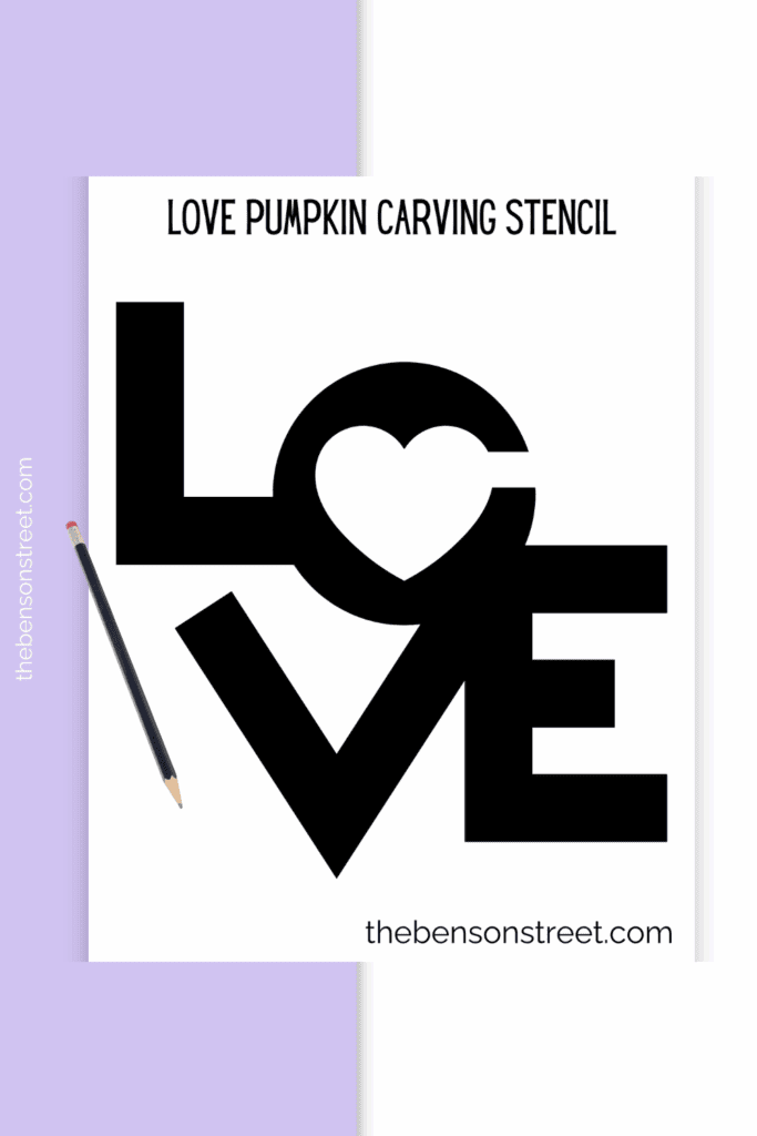 A page of free printable love pumpkin carving stencil for pumpkin carving