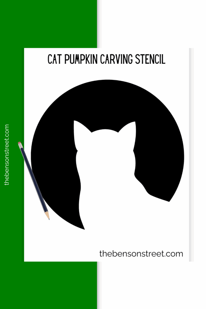 A simple stencil of a cat to carve on a pumpkin