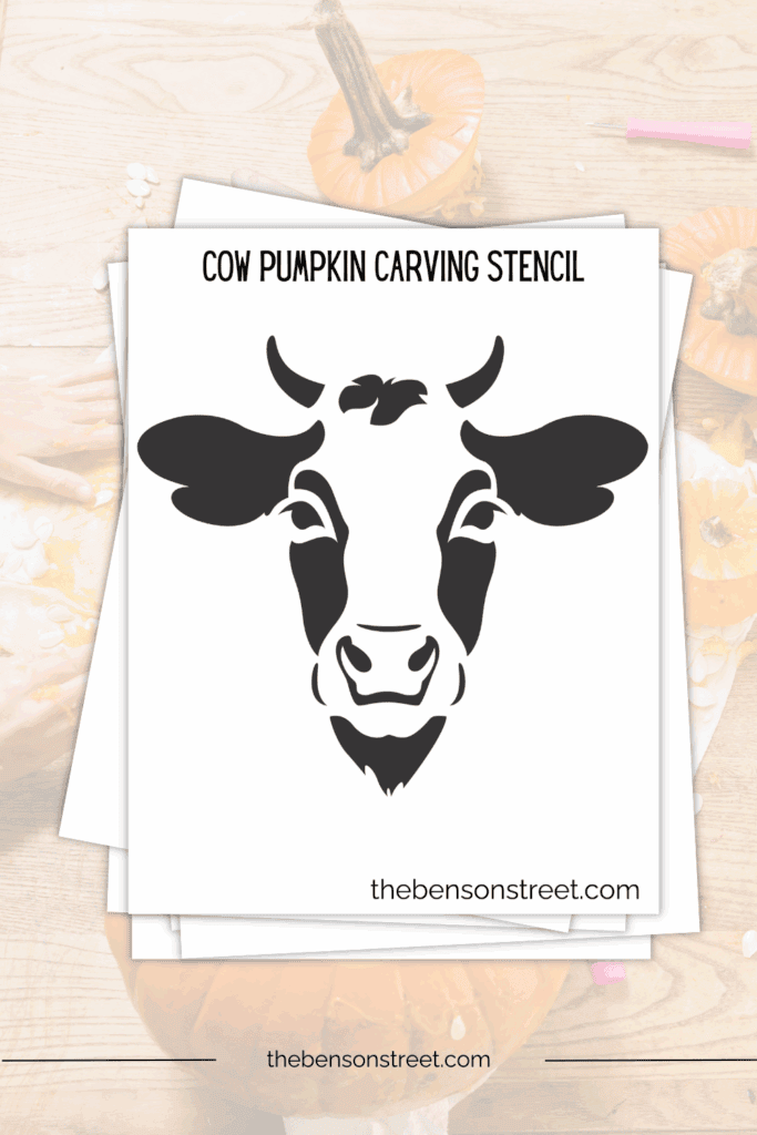 A stencil free printable jack o'lantern carving cow stencil