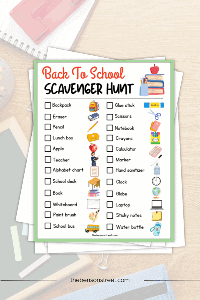 Back to school first day scavenger hunt